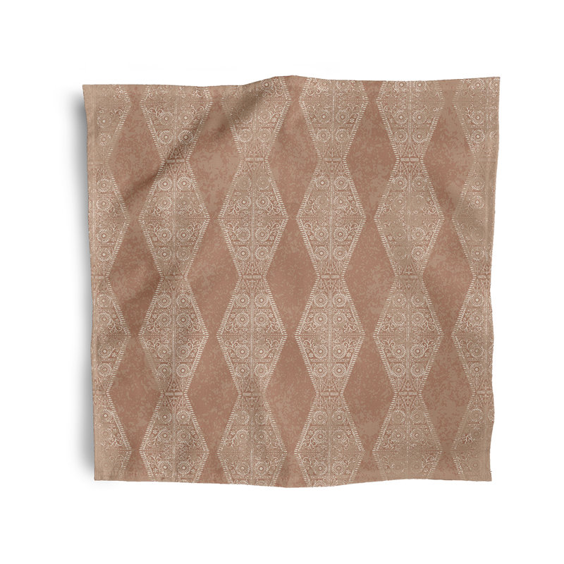 Cintya Polyester Ikat Square Napkin, Brown/Mauve