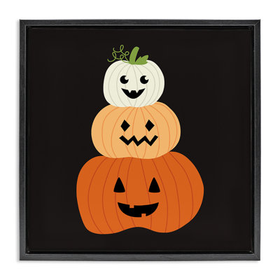 Happy Jack-o-Lanterns on Black Floating Frame, design by Sazerelli Designs
