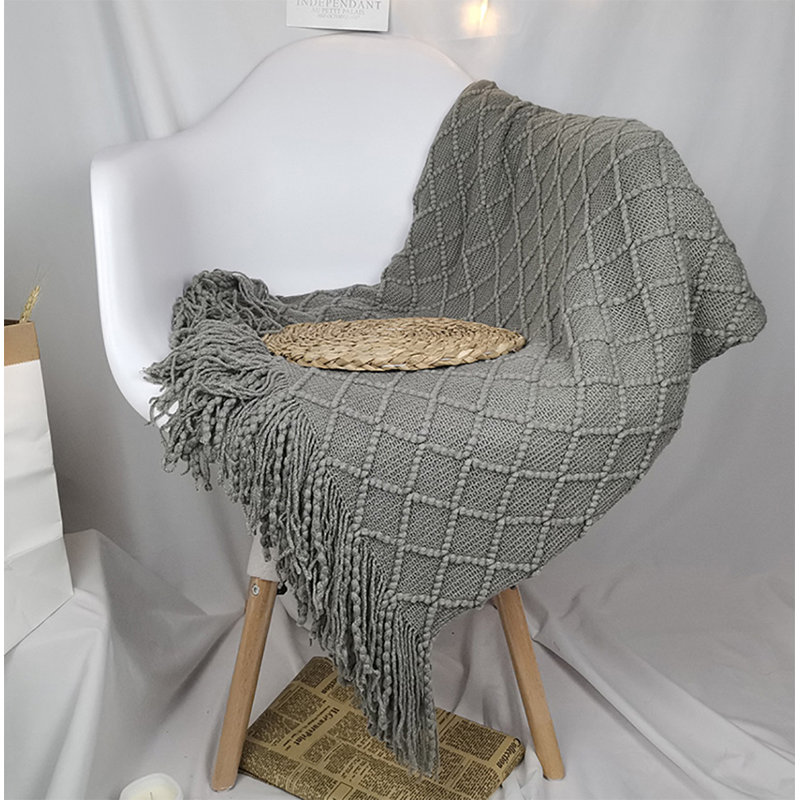 Knitted Throw Blanket, Gray