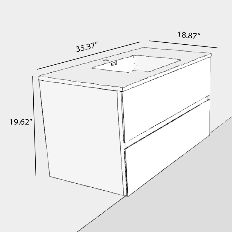 36'' Single Bathroom Vanity with Solid Surface Top