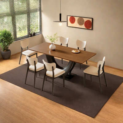 Solid wood carbon steel dining table set