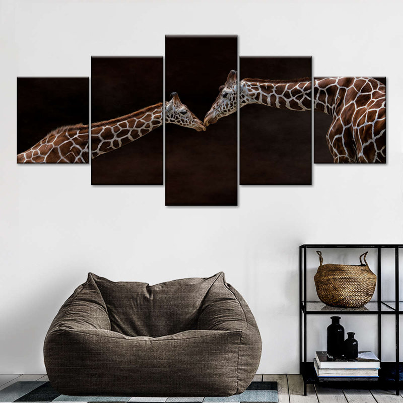 " Giraffe Affection " 5 - Pieces, 55" H x 24" W 
