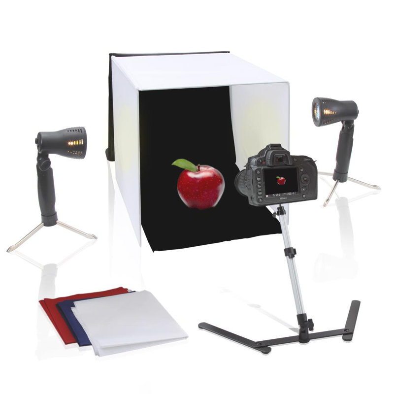 Compact Studio Photography Lighting Kit, 16" H x 16" W x 16" D