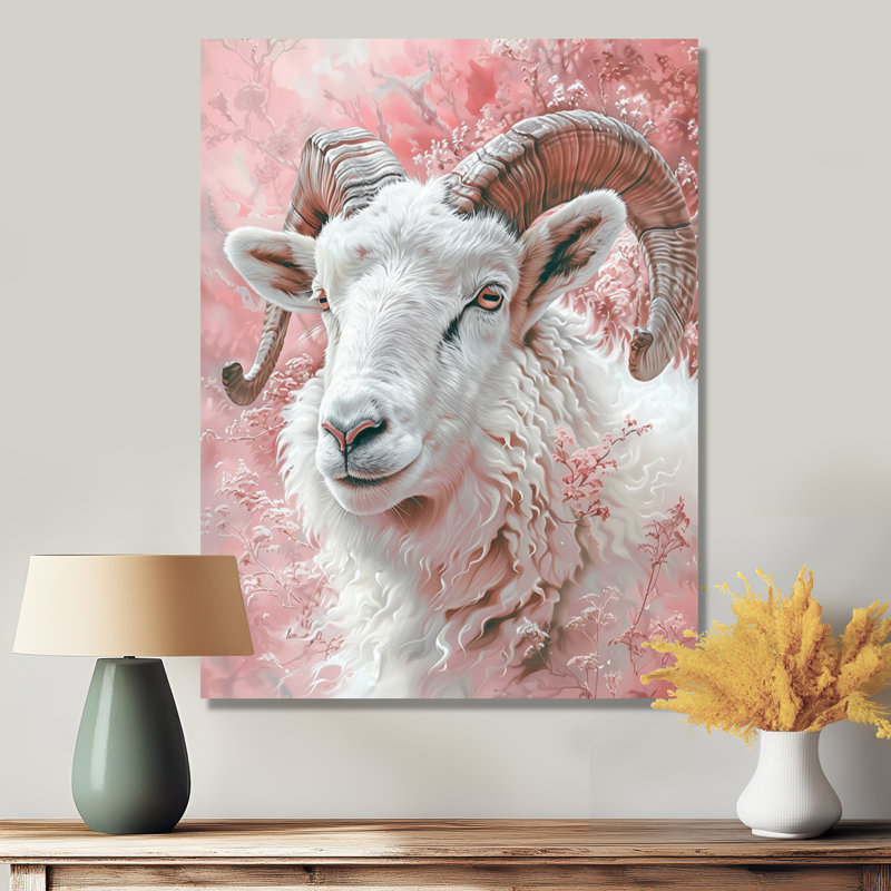 Blanc, rose, astrologie, capricorne, Courage, art mural, Toile tendue, H 16 po x l 32 po