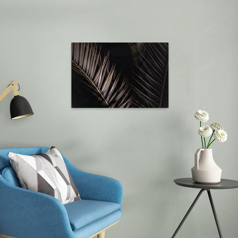 Palmier foncé foncé, palmier élégant abstrait, impression d'art mural tropical, 16" H x 24" W