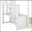 Lit superposé simple au-dessus d'un lit simple avec glissière convertible et escalier, blanc