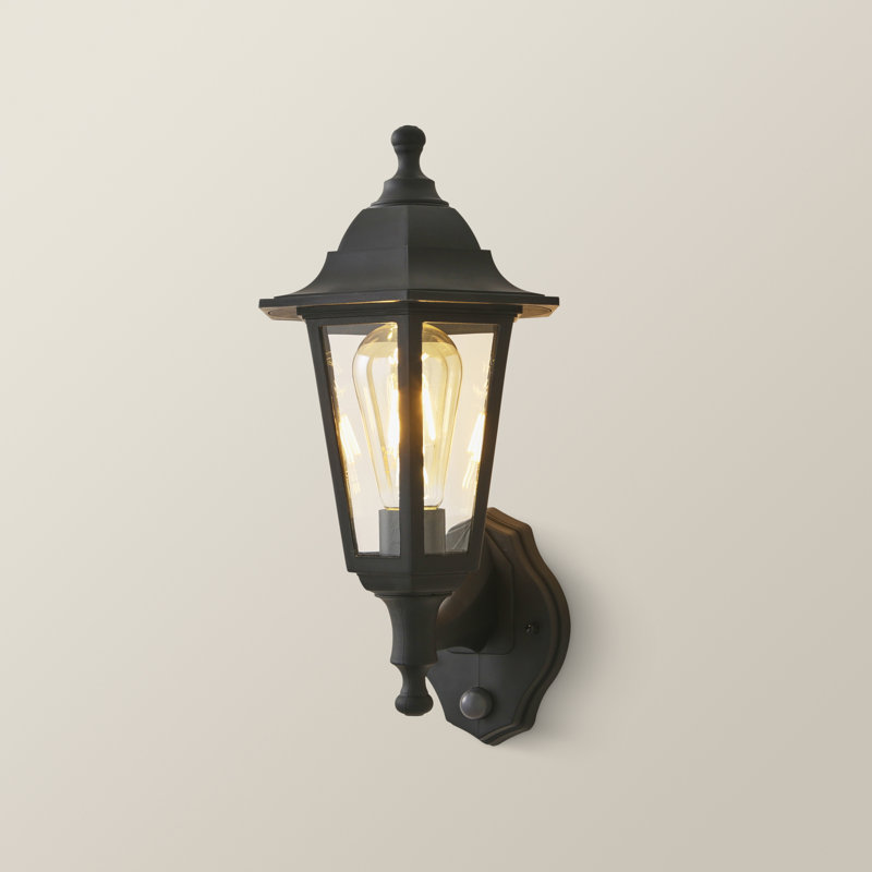 Mcmahan Outdoor Wall Lantern with Dusk to Dawn, 35.5cm H x 17cm W x 21cm D, Black, Warm White