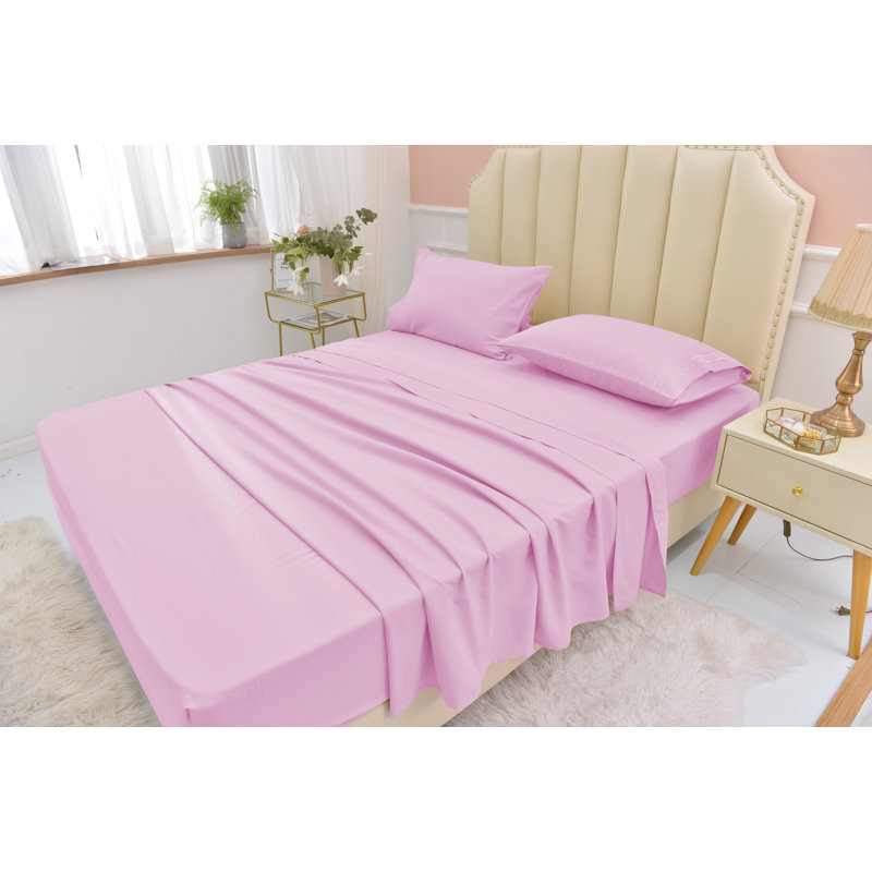 Ensemble de draps en rayonne de bambou ultra doux et infroissable, Rose, Très grand