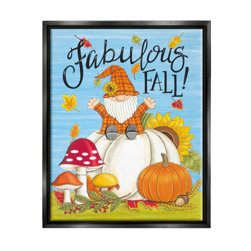«Fabulous Fall Gnome», impression encadrée sur bois, Cadre flottant noir de jais, H 21 po x l 17 po x P 1,7 po
