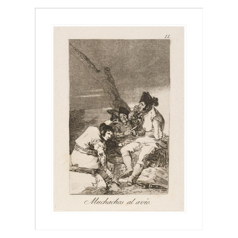 Les garçons se préparent. par Francisco de Goya - Impression Giclée sur cadre, H 29,5 po x l 22,73 po