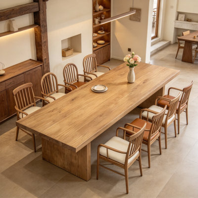 Sturdy Rectangular Solid Wood Dining Table