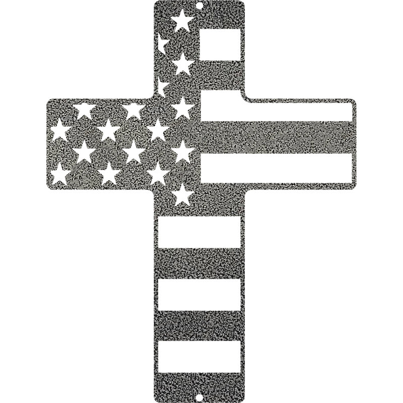 Flag Cross Wall Décor, Silver, 18" H x 14" W x 0.06" D
