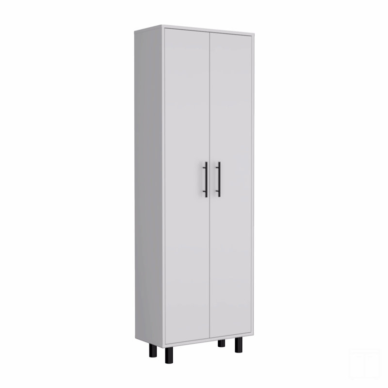 Cabinet 71"H, Five Internal Shelves, Two Doors, White