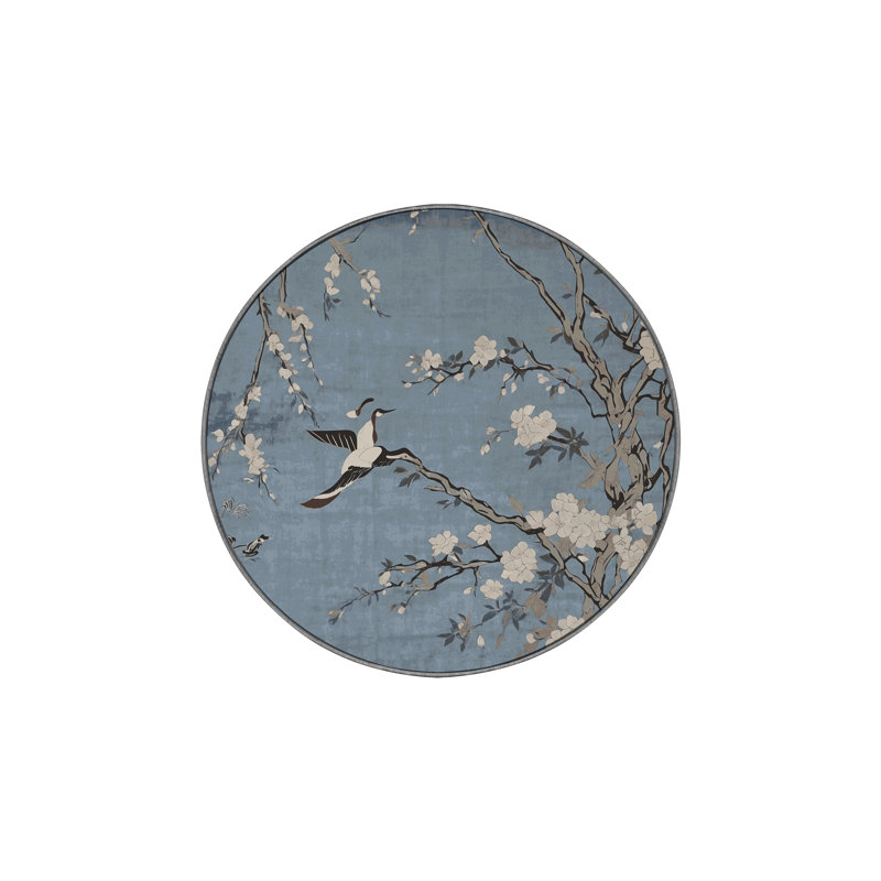 Tapis gris lavable à la machine, Rond 5 pi