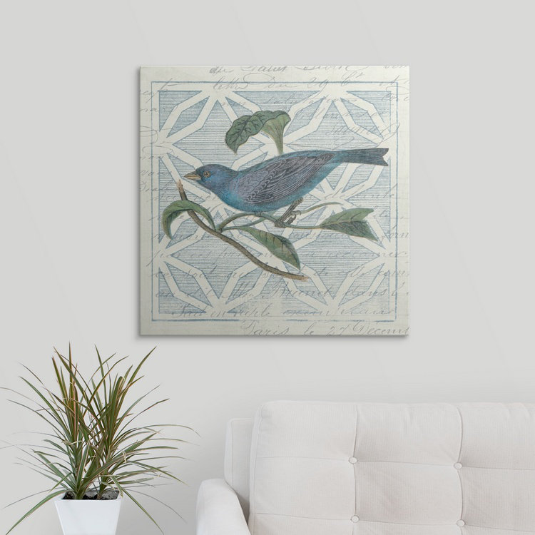 « nogravureing tile ii blue oiseau », impression, H 35 po x l 35 po x P 1,5 po, Toile