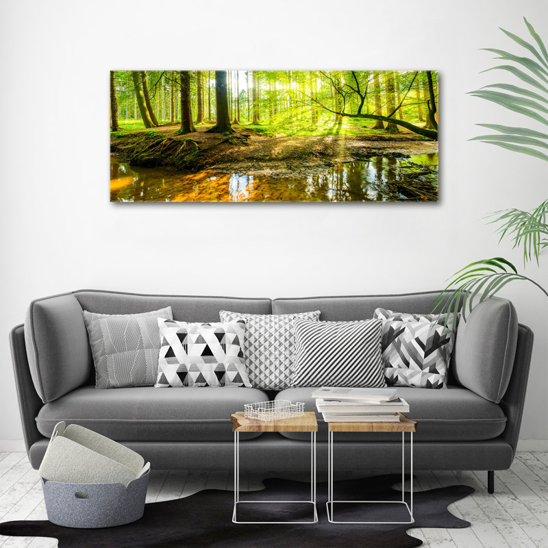 A Waterfall In The Forest - Wrapped Canvas Print, 50cm H x 125cm W x 2cm D, Canvas