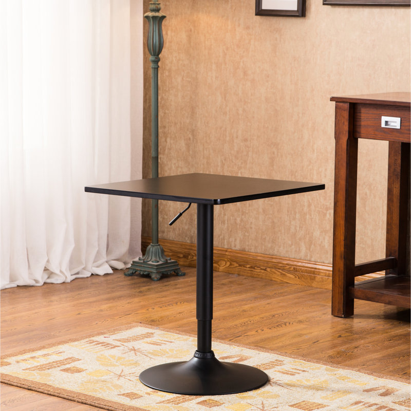 Table de bar en métal avec plateau carré noir et fonction réglable - hauteur de 26 po à 36 po