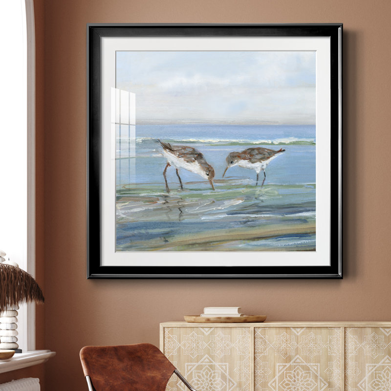 Seabird Beach II - peinture encadrée, Toile avec cadre noir, H 30,5 po x l 30,5 po x P 1,5 po