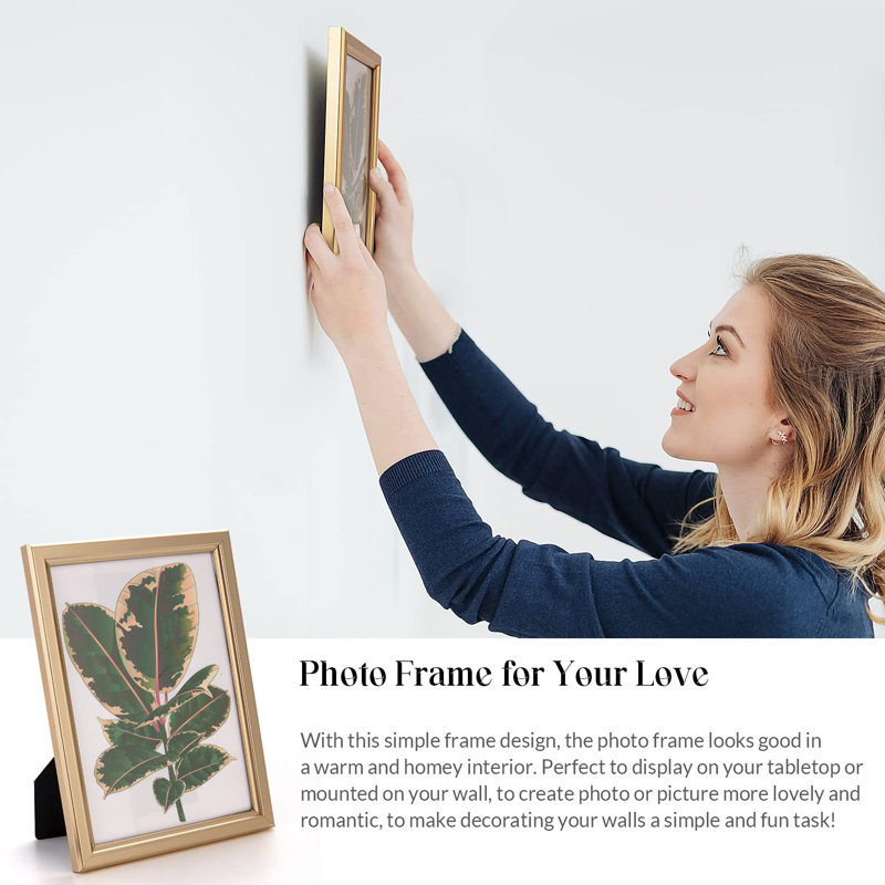 8X10 Picture Frame - Set Of 5, Matte Gold 8 X 10 Photo Frame With High-Definition Glass, Modern 8X10 Frame For Tabletop Or Collage Wall, Perfect Christmas Frame