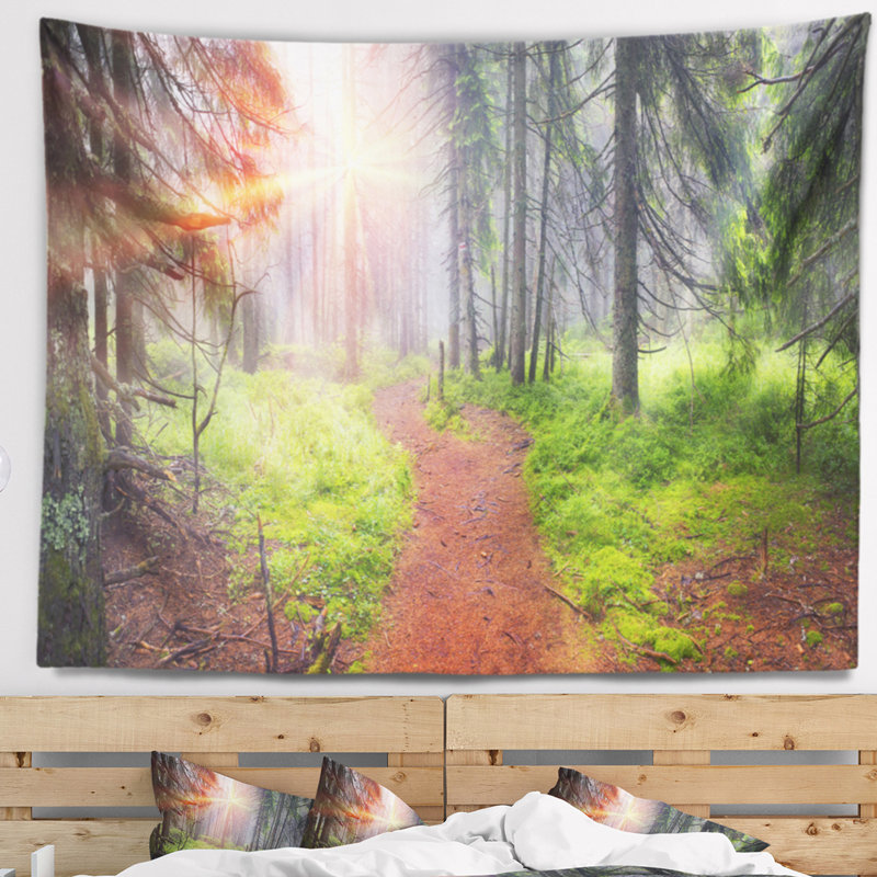 Tapisserie de la forêt de polyester au à aube avec accessoires suspendus inclus, H 68 po x l 80 po