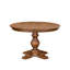 Ensemble de table de cuisine 7 pièces comprenant une table de petit déjeuner à piédestal et 6 chaises en tissu de lin brun clair avec dossier rembourré - Noyer antique-1992980404-1992980403-2000671611