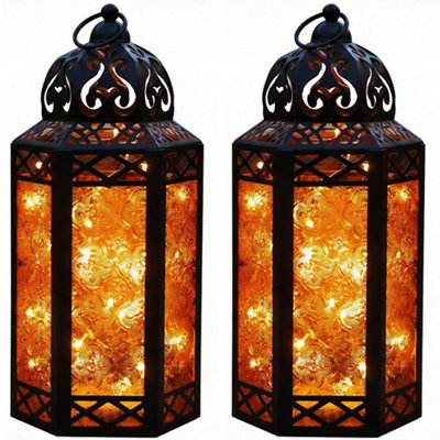Lanterne décorative marocaine avec lumières DEL