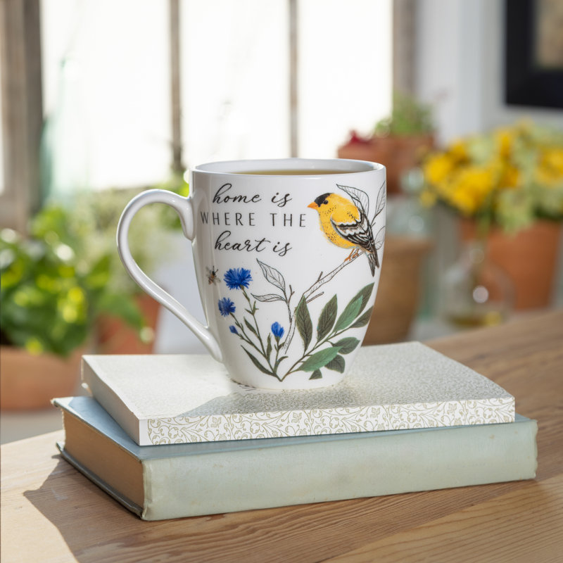 Bird Greenhouse Retreat Goldfinch Ceramic Cup O' Java, 17oz, Gift Box