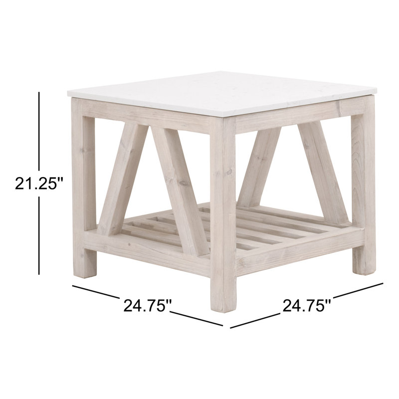Table de bout avec rangement Neptunia, Blanc délavé