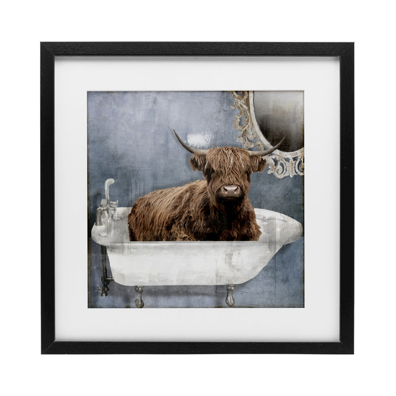 Reproduction sous verre encadrée Le Bain Bleu, par Sophie 6, H 13 po x l 13 po, Cadre noir minuit