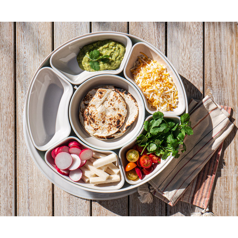 Kishor Divided Lazy Susan Serving Set - 8-Piece - White