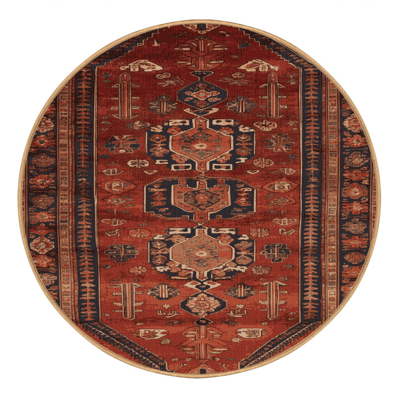 Tapis brun lavable à la machine, Rond 3 pi