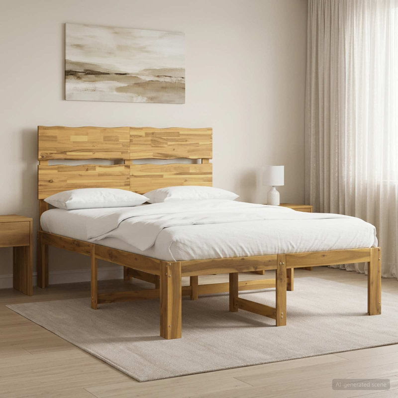 Solid Wood Bed Frame, Small Double (4'), White