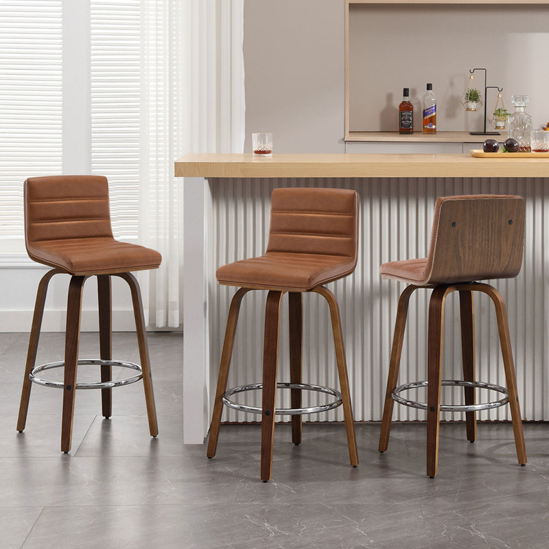 Tabouret de bar et de comptoir pivotant rembourré, Tabouret de bar (siège d'une hauteur de 29 po), Caramel