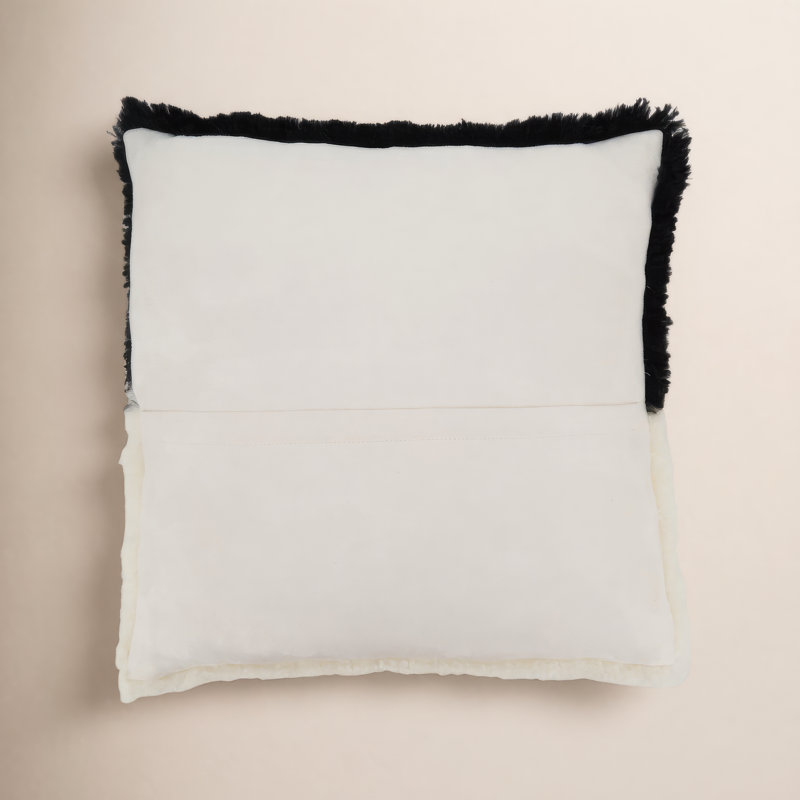 Coussin en peau de mouton Shearling Collection, Noir, polyester