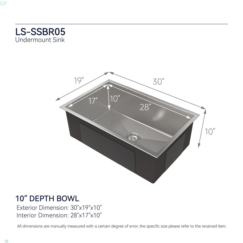 Stainless Steel Kitchen Sink, 30?X19? Drop In Single Bowl, Undermount Handmade Sink In Brushed Nickel, With US Standard Drain And Hook