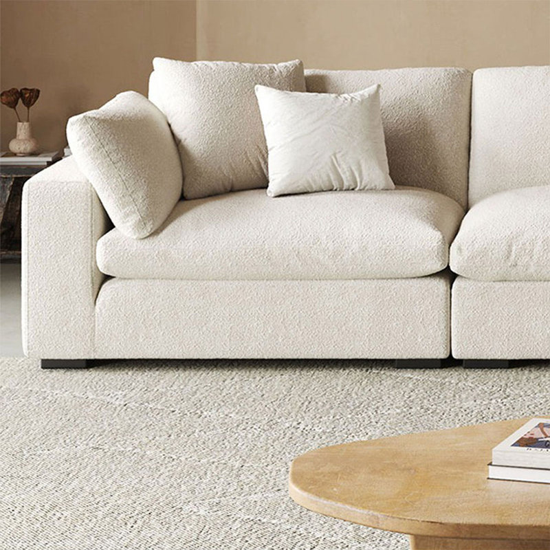 Causeuse-coussin modulaire en velours blanc crème
