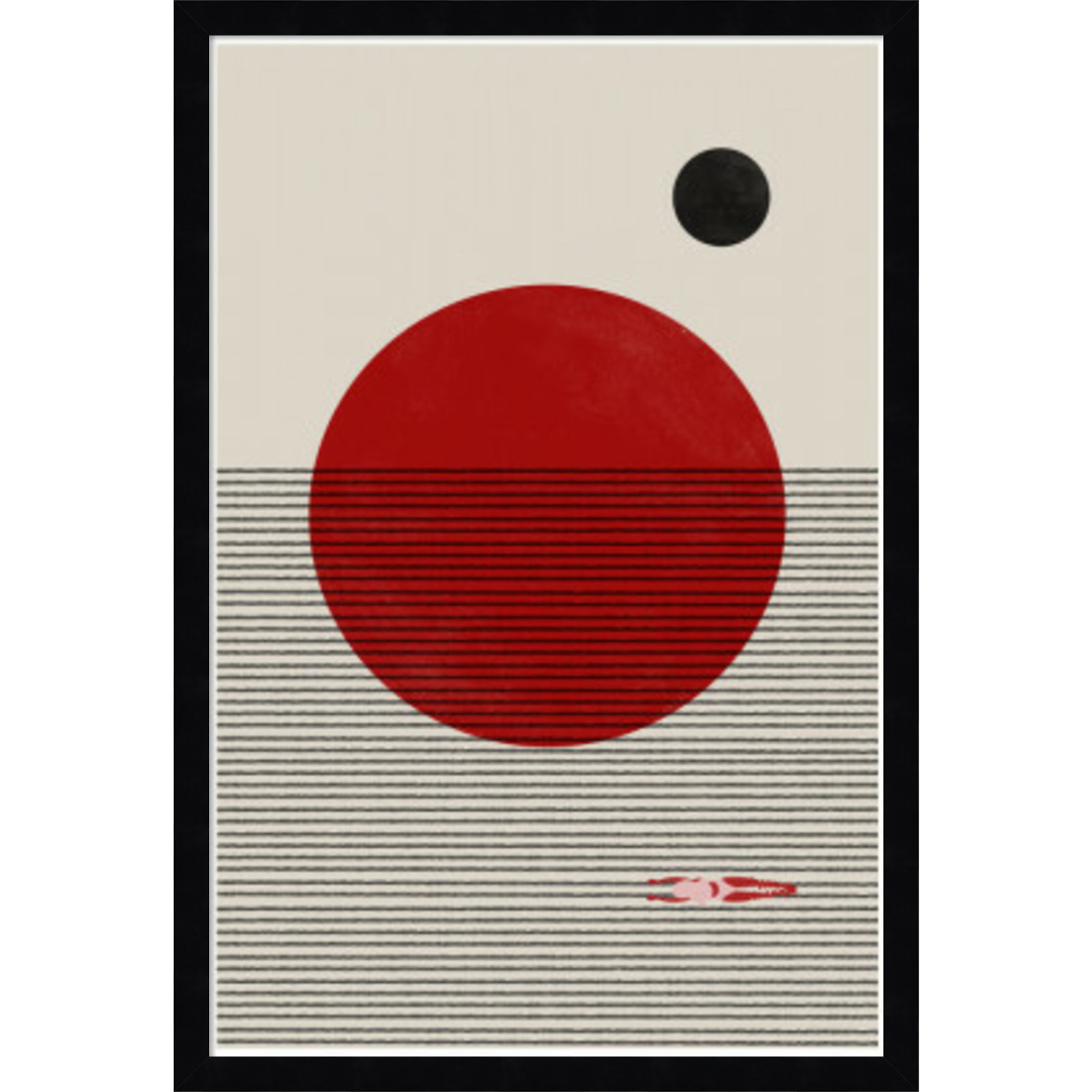 Swimming to You Print, Black, 25" H x 17" W x 1" D