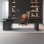 Bureau rectangulaire noir en bois massif + fer avec 3 tiroirs-90683919