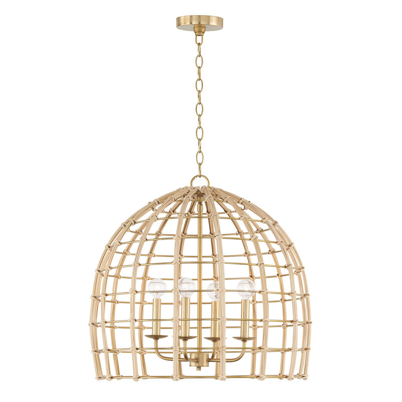 Almita 4 - Light Matte Brass Pendant, 23" W X 22" H