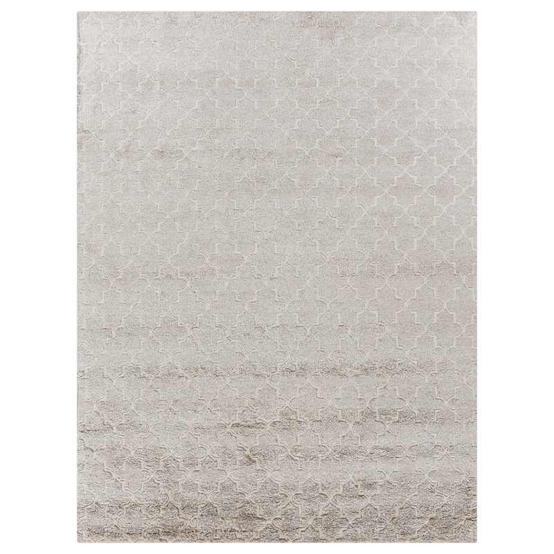 Lux Look Geometric Hand Loomed Synthetic Area Rug in Beige, Rectangle 8' x 10'