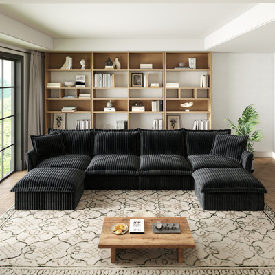 Canapé modulaire en U à assise large et profonde, canapé 4 places, canapé nuage pour salon, appartement, tissu