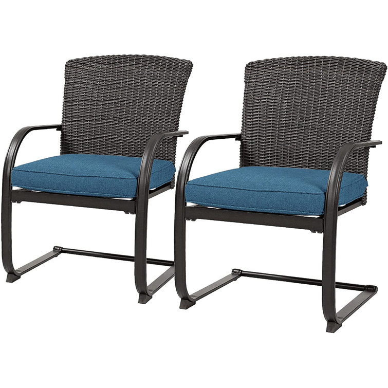 Grand Patio Outdoor Patio Seating Conversation Set Spring Motion Wicker Dining Chairs Set Of 2 (incomplete 1 box only)