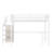 Queen Size Metal Loft Bed with L-Shaped Desk & USB, Wardrobe, Adjustable Shelf, LED Light, High Loft Bed for Kids Teens Adults, White Wood Grain