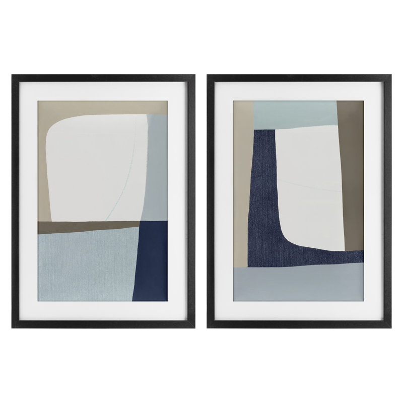 Ensemble de 2 impressions encadrées sous verre Minimal Natural Flow, design par Hannah Dawson, H 20 po x l 14 po
