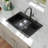 33'' L x 22'' W Quartz Drop-In Workstation Kitchen Sink, Granite Composite Single Bowl Kitchen Sink with Sink Grid, Strainer, Cutting Board and Roll-up Rack