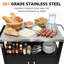 Chariot de cuisine d'extérieur avec armoire de rangement, table de préparation des aliments mobile en acier inoxydable, support de four à pizza