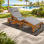 Méridiennes de patio réglables, ensemble de 2 chaises modernes en bois d'acacia près de la piscine