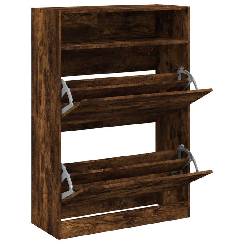 12 Pair Shoe Storage Cabinet, Smoked Oak