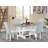 5-Piece Modern Dining Table Set- 4 Parson dining room chairs with Baby Blue Linen Fabric Seat and Button Tufted Chair Back - Cement Dining Room Table - Wire Brushed Linen White.-1047677310-1012042599-1012042597