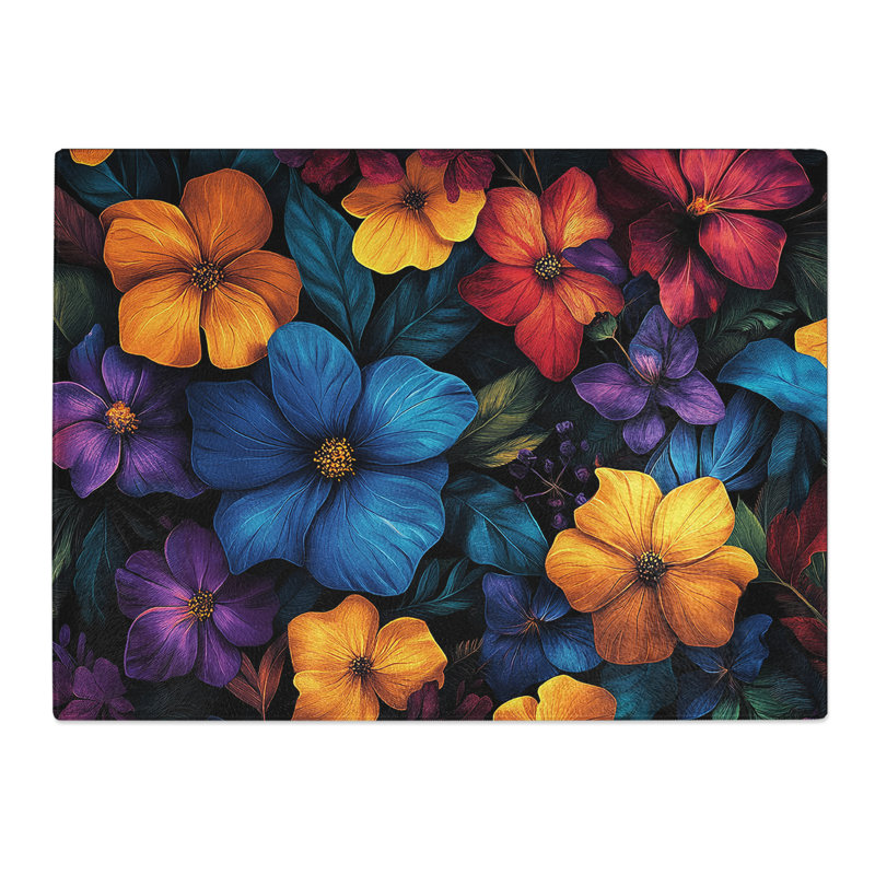 Flowers  Glass Chopping Board